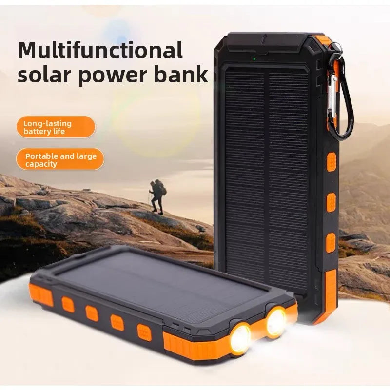 Carregador Portátil Solar à Prova d'Água com Luz de Camping para Aventura e Emergências