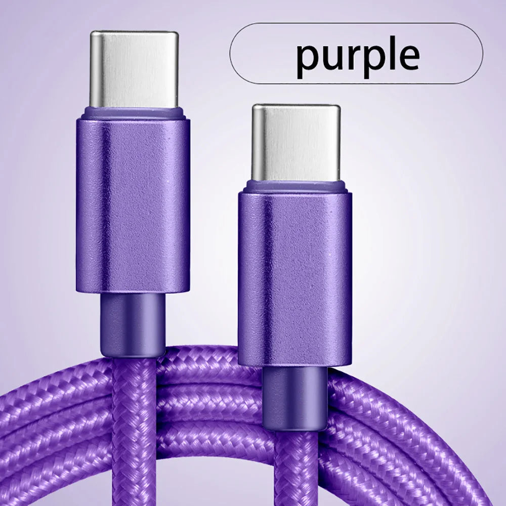 Cabo USB-C para USB-C Trançado em Nylon 66W - Carregamento Rápido