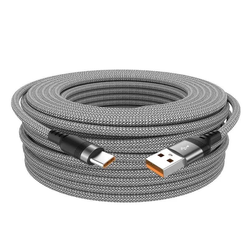 Cabo de Carregamento USB A para Type C 6A - Nylon, Rápido e Durável