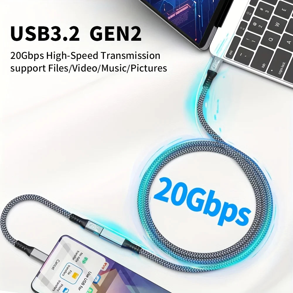 Cabo Extensor USB-C 10 pés - Carregamento 240W e Transmissão de Dados 20Gbps