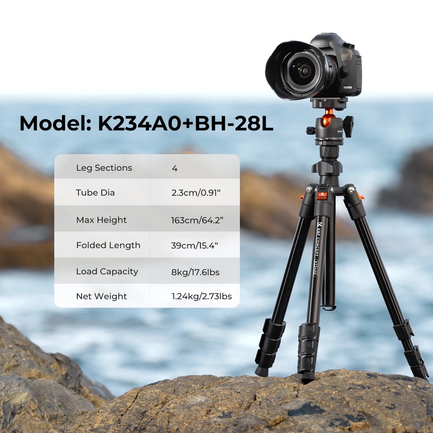 Tripé Portátil K&F CONCEPT para Câmeras - Ideal para Vlogs