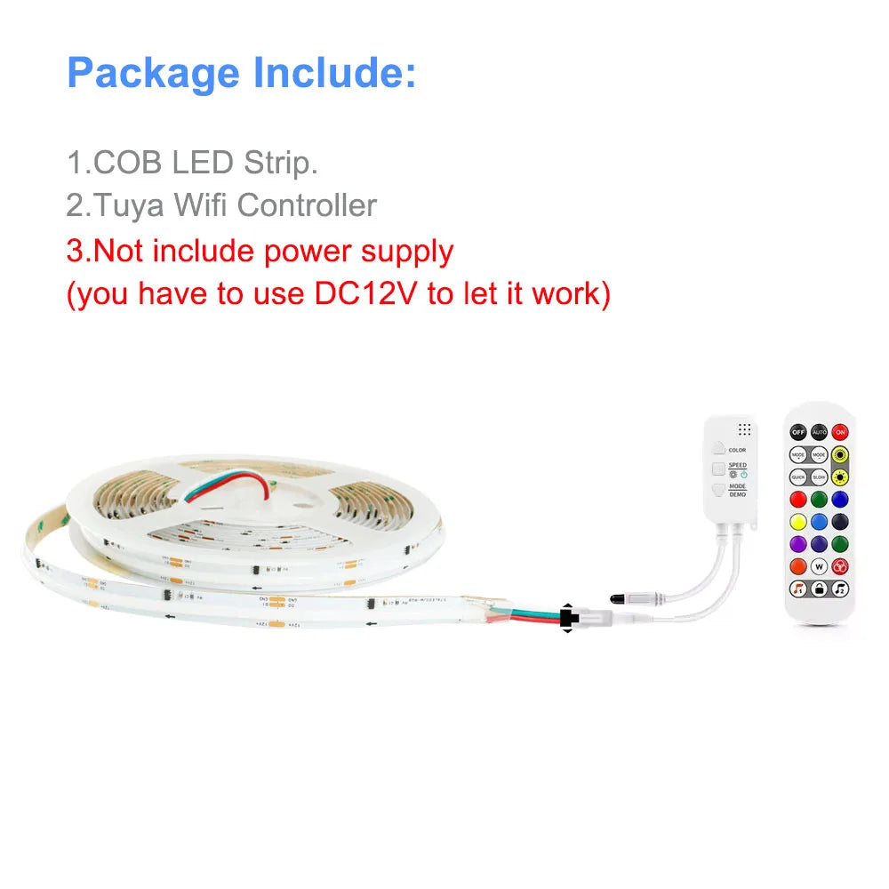 Fita de LED RGB Endereçável WS2811 IC COB com Controle APP Tuya
