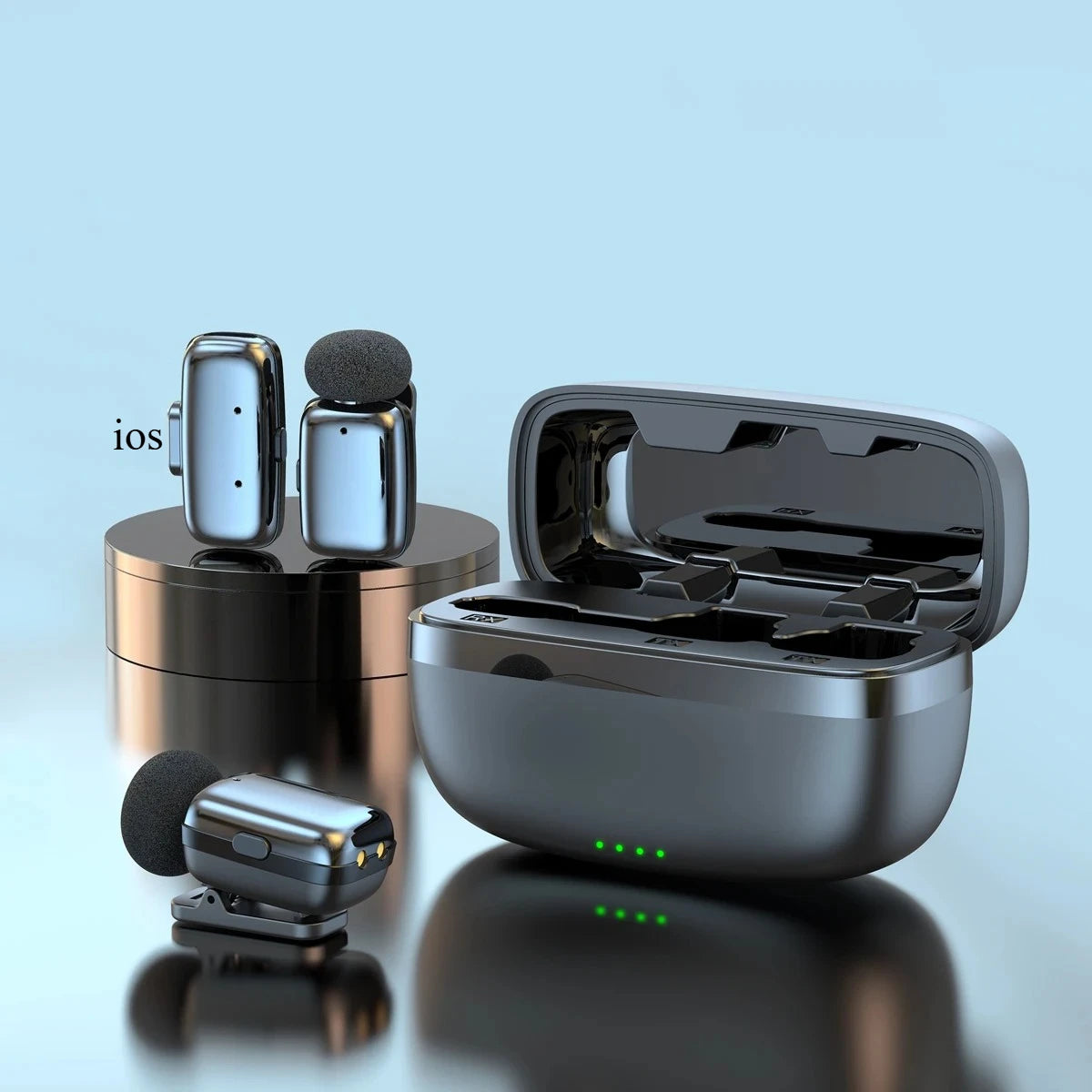 Conjunto de Microfone Lavalier Sem Fio com Estojo de Carregamento - Mini Microfone de Lapela para Gravação de Vídeo e Transmissão Ao Vivo