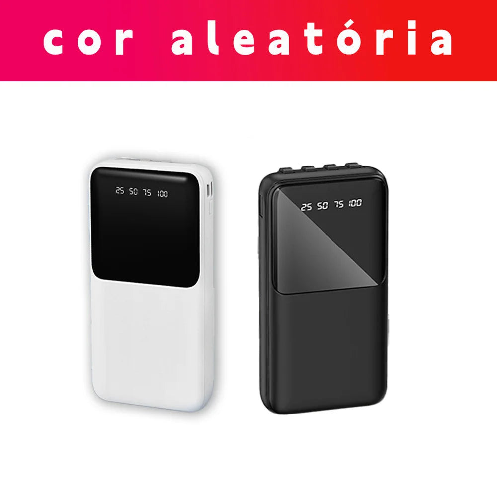 Carregador Portátil 20000mAh com 4 Saídas USB e Tela LED - Ideal para Viagens Longas