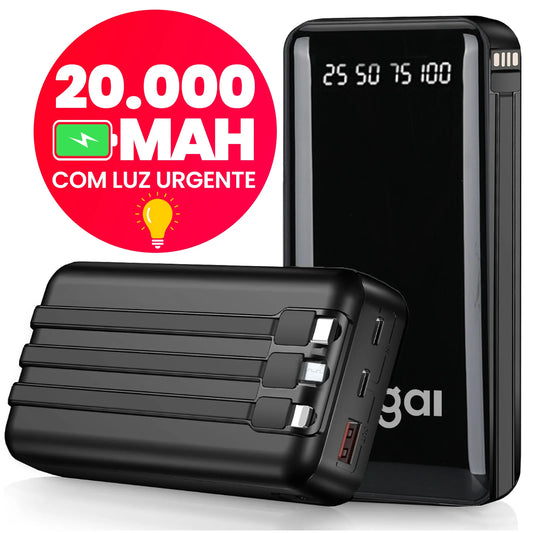 Power Bank 20000mAh: Carregador Portátil Rápido com Design Estético Favo de Mel