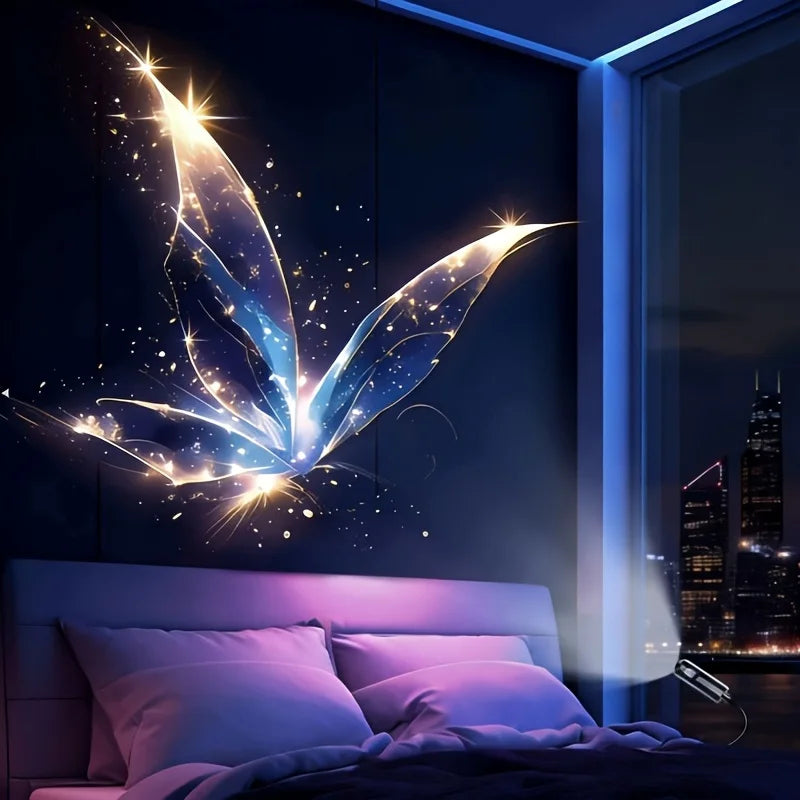 Lanterna Projetora LED USB com 3/6 Padrões de Projeção - Luz Noturna Ajustável de Baleia, Borboleta, Água-viva e Estrela-do-mar - Presente Perfeito para Festas