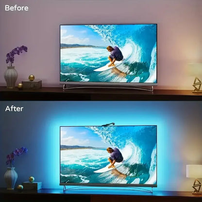 Fita de LED RGBIC para TV com Controle por App e Sincronização Musical - Iluminação Ambiente para Jogos (55-75 polegadas)
