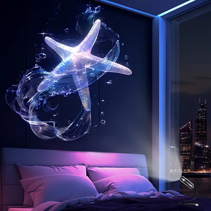 Lanterna Projetora LED USB com 3/6 Padrões de Projeção - Luz Noturna Ajustável de Baleia, Borboleta, Água-viva e Estrela-do-mar - Presente Perfeito para Festas