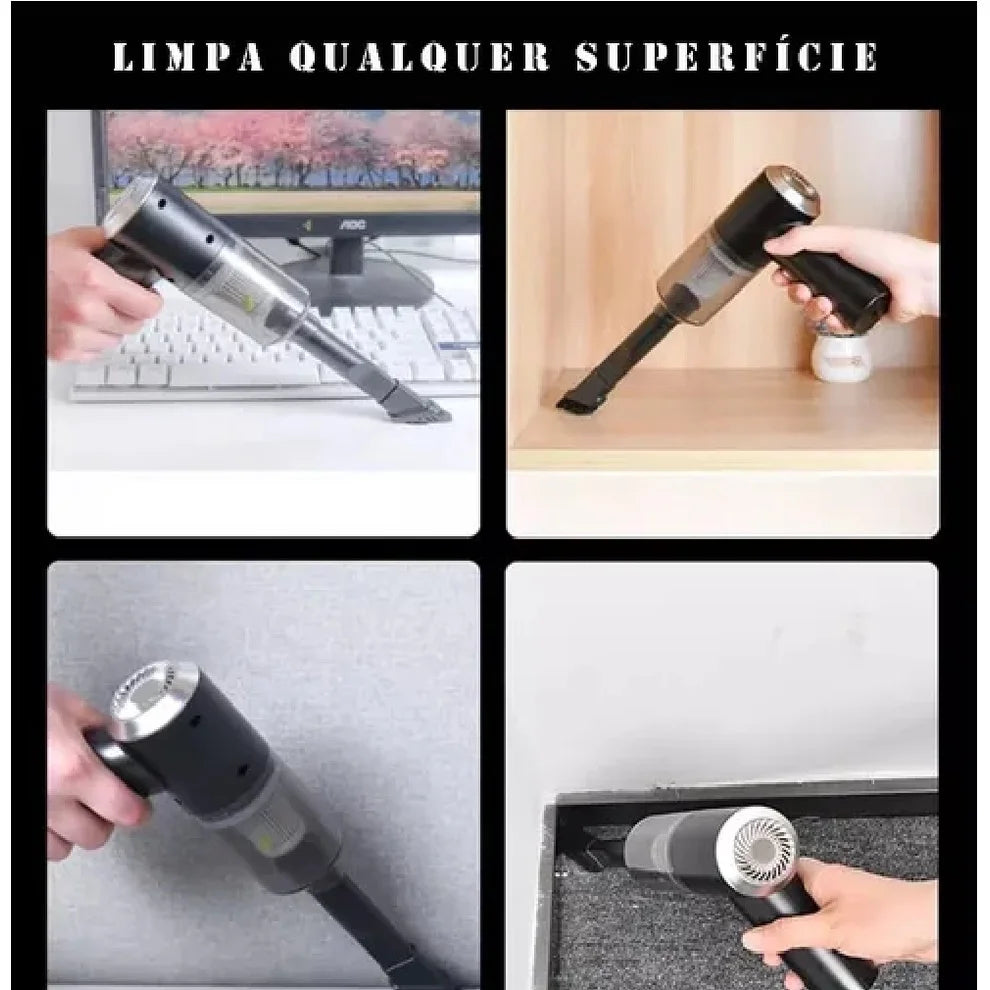 Aspirador de Pó Mini Portátil 3 em 1 - Limpeza Profissional Sem Fio