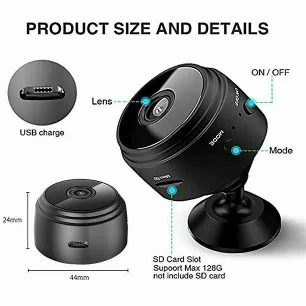 Mini Câmera A9 Original Sem Fio - Monitoramento em Alta Definição 1080p e Visão Noturna
