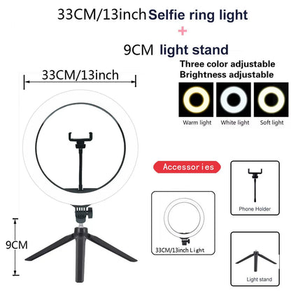 Ring Light LED Dimmable 26CM com Tripé - Iluminação Perfeita para Seus Vídeos