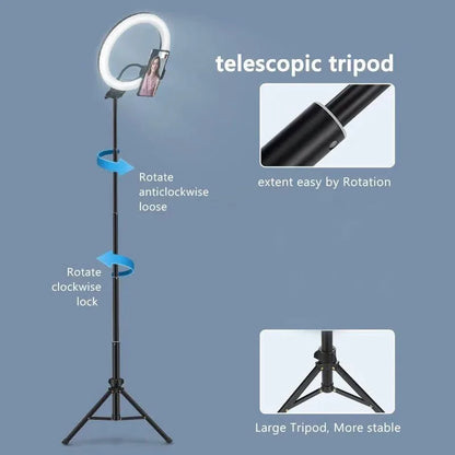 Ring Light LED Dimmable 26CM com Tripé - Iluminação Perfeita para Seus Vídeos