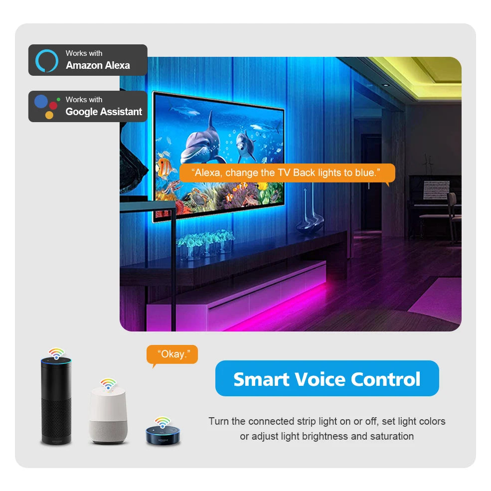Fita de LED Inteligente Tuya Zigbee - Luz de Fundo USB para TV