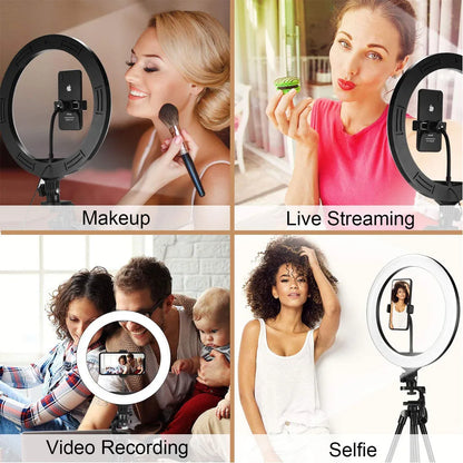 Ring Light LED Dimmable 26CM com Tripé - Iluminação Perfeita para Seus Vídeos