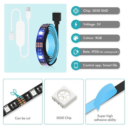 Fita LED RGB Smart Zigbee USB Tuya - Iluminação Inteligente para TV