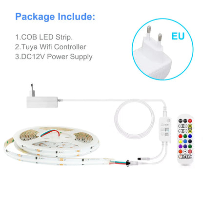 Fita de LED RGB Endereçável WS2811 IC COB com Controle APP Tuya