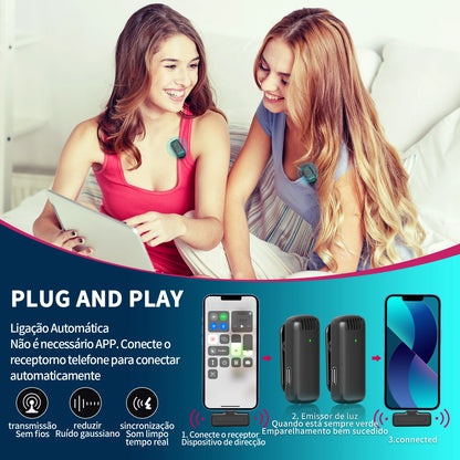 Microfone Lavalier Sem Fio ULANZI para iPhone 17 e 16 e iPad - Microfone 2 em 1 com Estojo de Carregamento