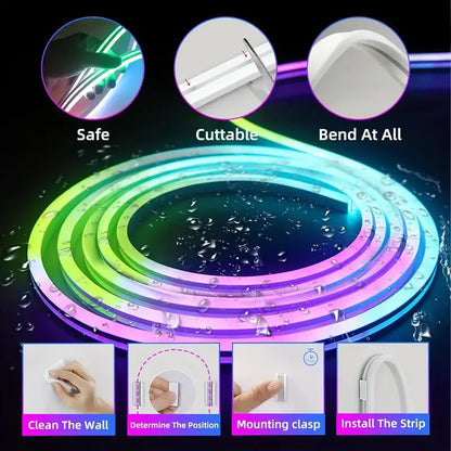 Fita de LED Neon RGB à Prova D'Água 30M DC24V com Sincronização Musical e Controle por App/Controle Remoto