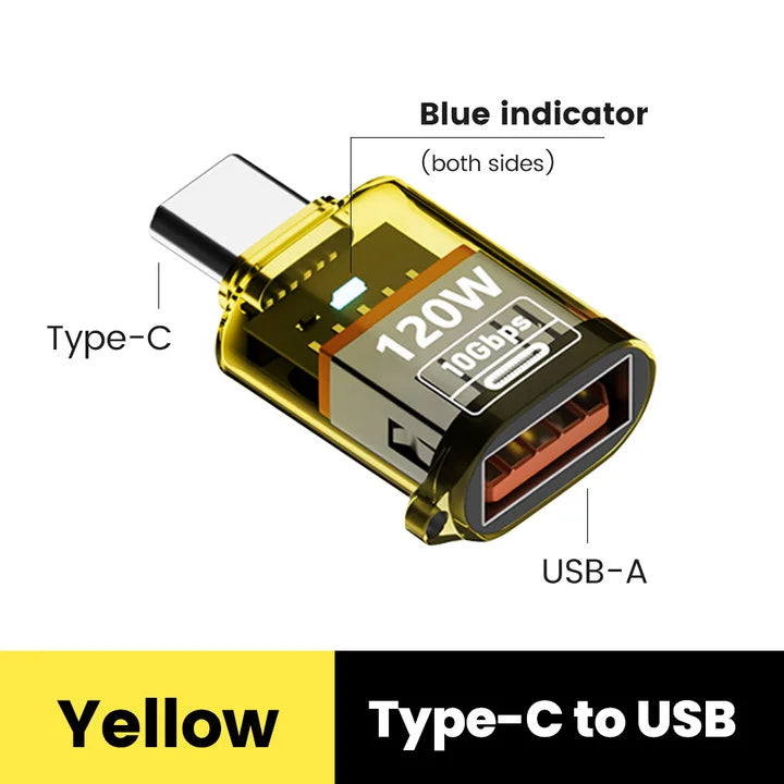 Adaptador OTG Type C para USB A 120W - Carregamento Rápido para iPhone 15/16, MacBook e iPad