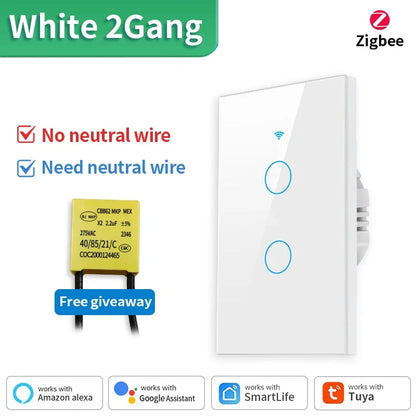 Interruptor Inteligente TNCE Tuya WiFi+Bluetooth/Zigbee - Sem Fio Neutro