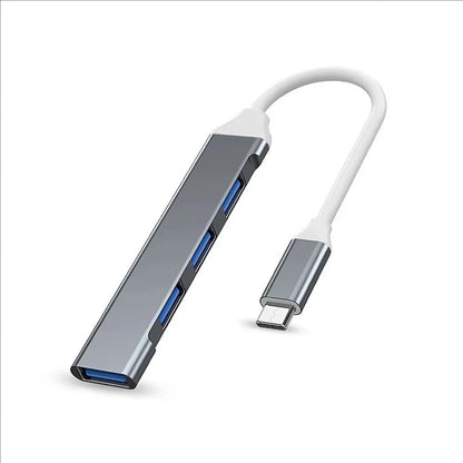 Adaptador USB Type C HUB Mini 4 em 1 - Splitter de Alumínio para Samsung, MacBook e Notebooks