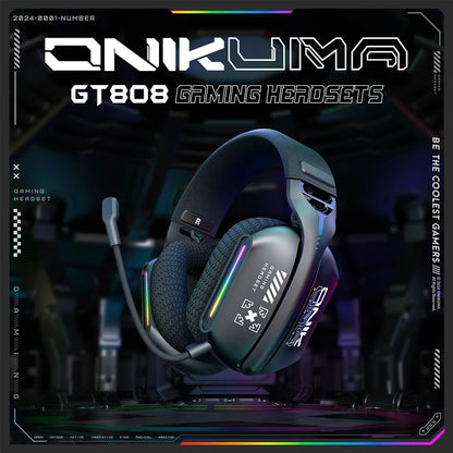Headset Gamer Sem Fio ONIKUMA: 3 Modos de Conexão, Microfone Flexível e Som Imersivo