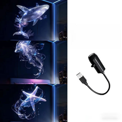 Lanterna Projetora LED USB com 3/6 Padrões de Projeção - Luz Noturna Ajustável de Baleia, Borboleta, Água-viva e Estrela-do-mar - Presente Perfeito para Festas