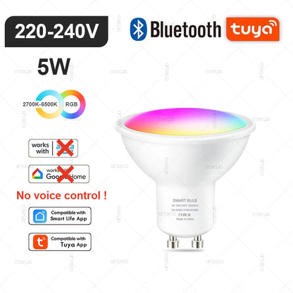Lâmpada Inteligente Tuya E27 E14 GU10 WiFi Zigbee Bluetooth - LED Dimmable RGB 2700-6500K