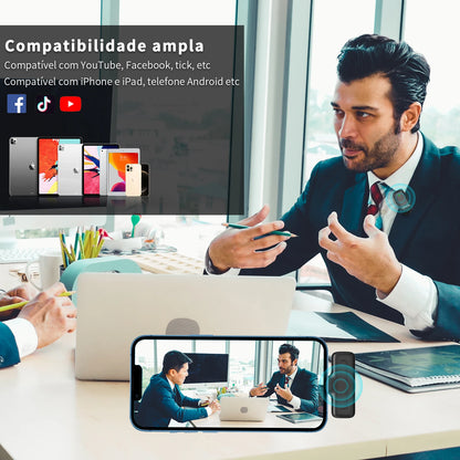 Microfone Lavalier Sem Fio Ulanzi J12 - Captura de Áudio Profissional para Smartphone