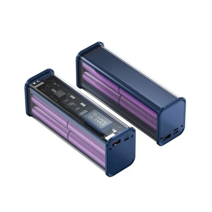 Carregador de Bateria DIY 22.5W - Caixa Transparente com Carregamento Rápido PD para 8 Baterias 18650 de Polímero 20000mAh