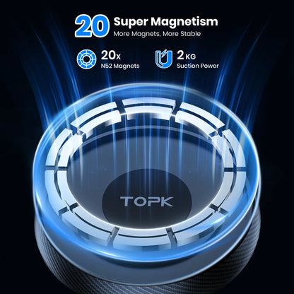 Suporte Magnético para Celular TOPK Mag-Safe - Montagem para Carro com Ventosa Forte e Braço Ajustável