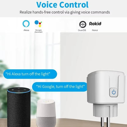 Tomada Inteligente Wi-Fi TUYA 16A/20A com Monitoramento de Energia e Controle por Voz
