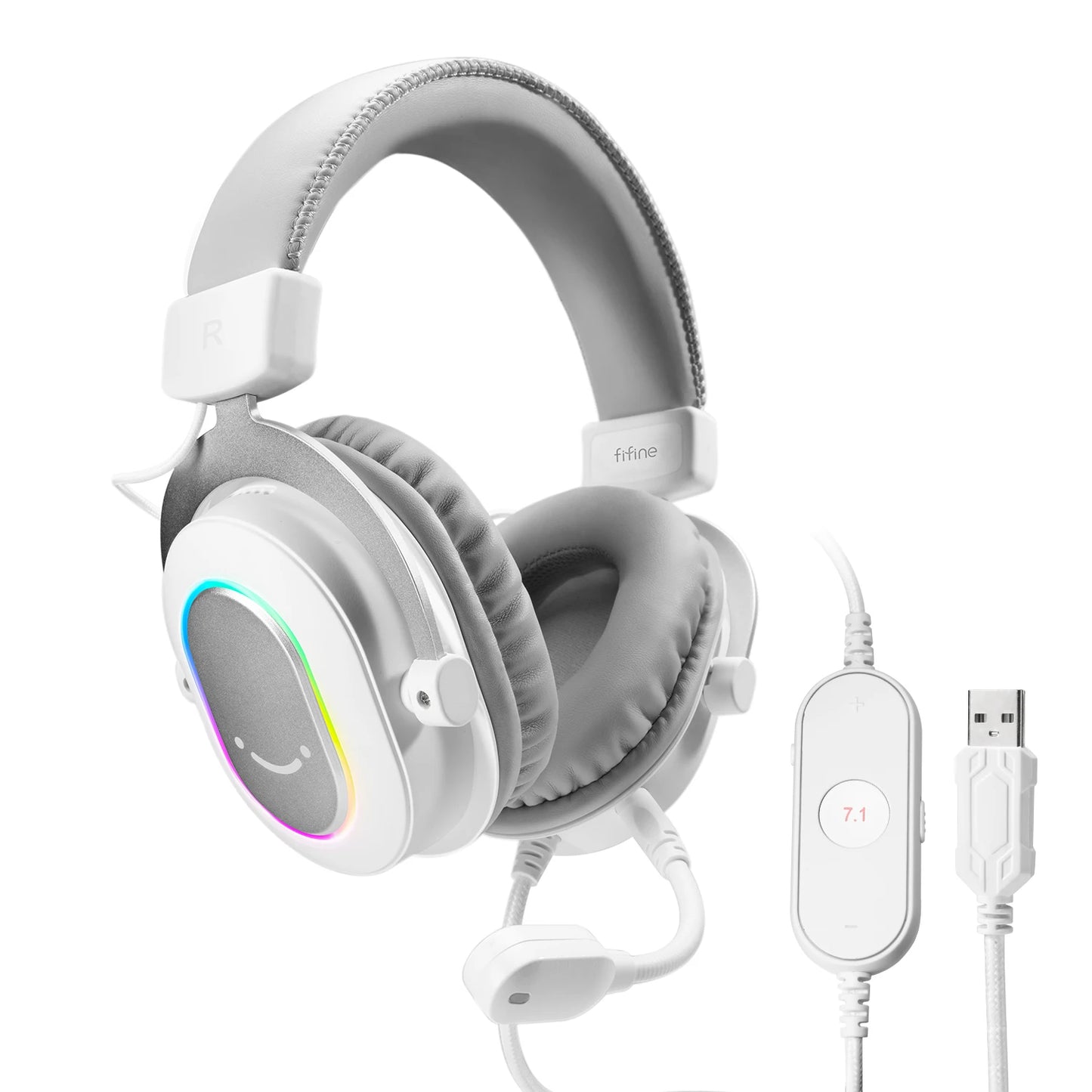 Fone de Ouvido Gamer Fifine H6 com RGB e Microfone - Som Surround 7.1