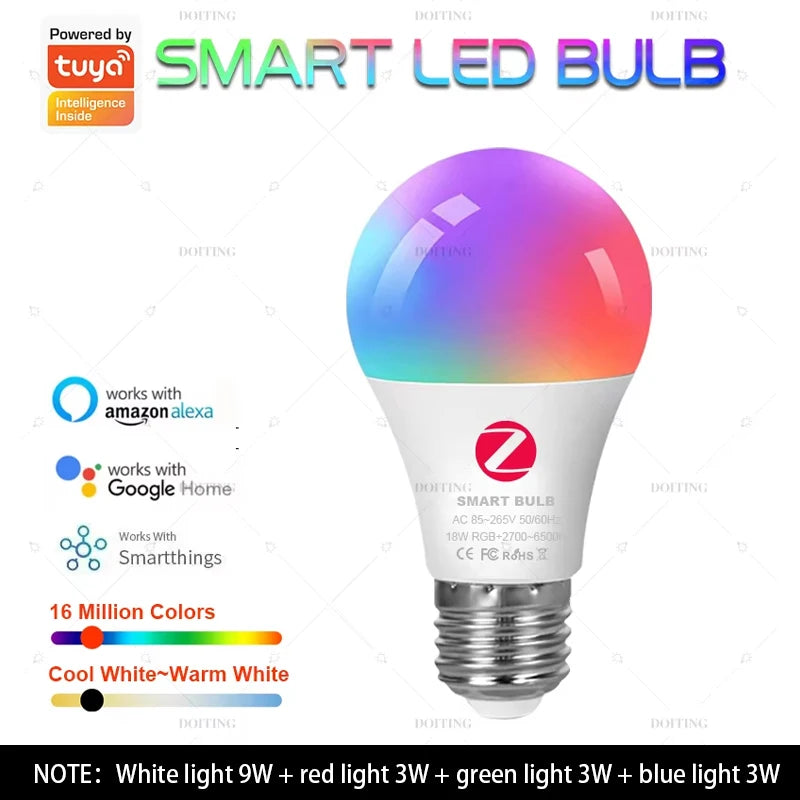 Lâmpada Inteligente Zigbee 3.0 E27/B22 - Controle por Voz com Alexa e Google Home