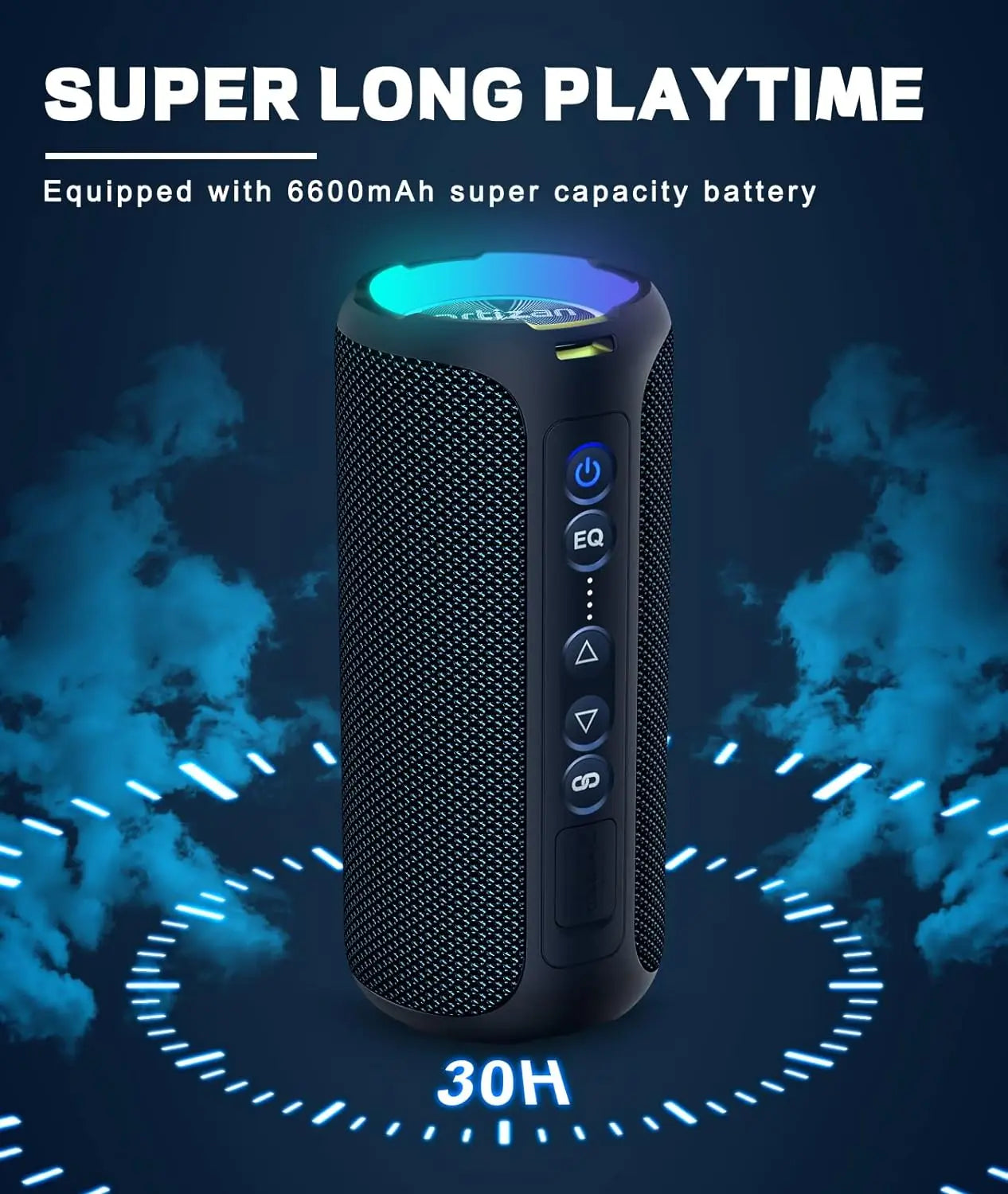 Caixa de Som Ortizan Bluetooth 40W com Bass Potente - À Prova d'Água IP7