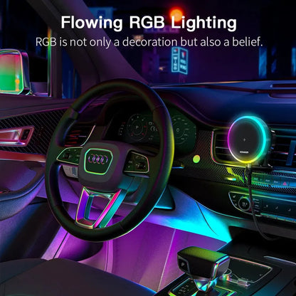 Suporte Magnético para Celular Essager RGB com Carregador Sem Fio Qi 15W