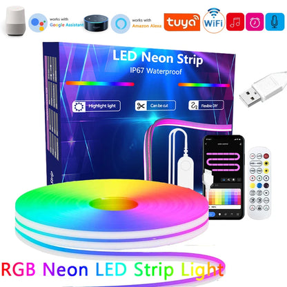 Fita de LED Neon TUYA 5V com Controle por App e Sincronização Musical