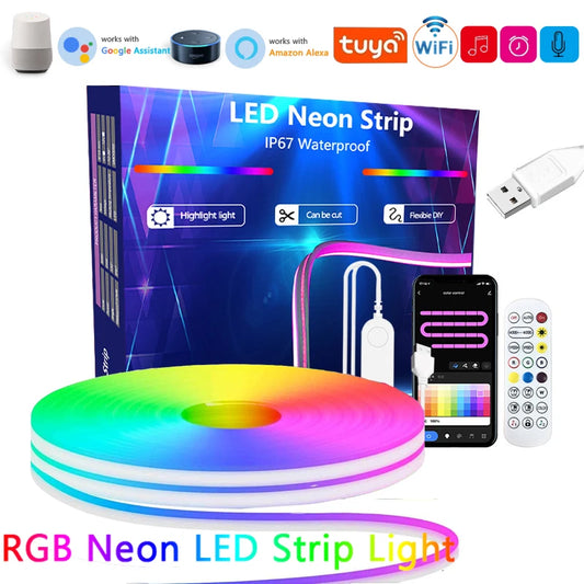 Fita de LED Neon TUYA 5V com Controle por App e Sincronização Musical