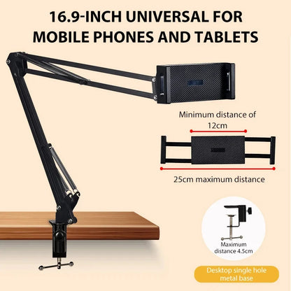 Suporte Ajustável para Tablet e Smartphone 360° - Braço Longo em Metal para Dispositivos de 4 a 11 Polegadas