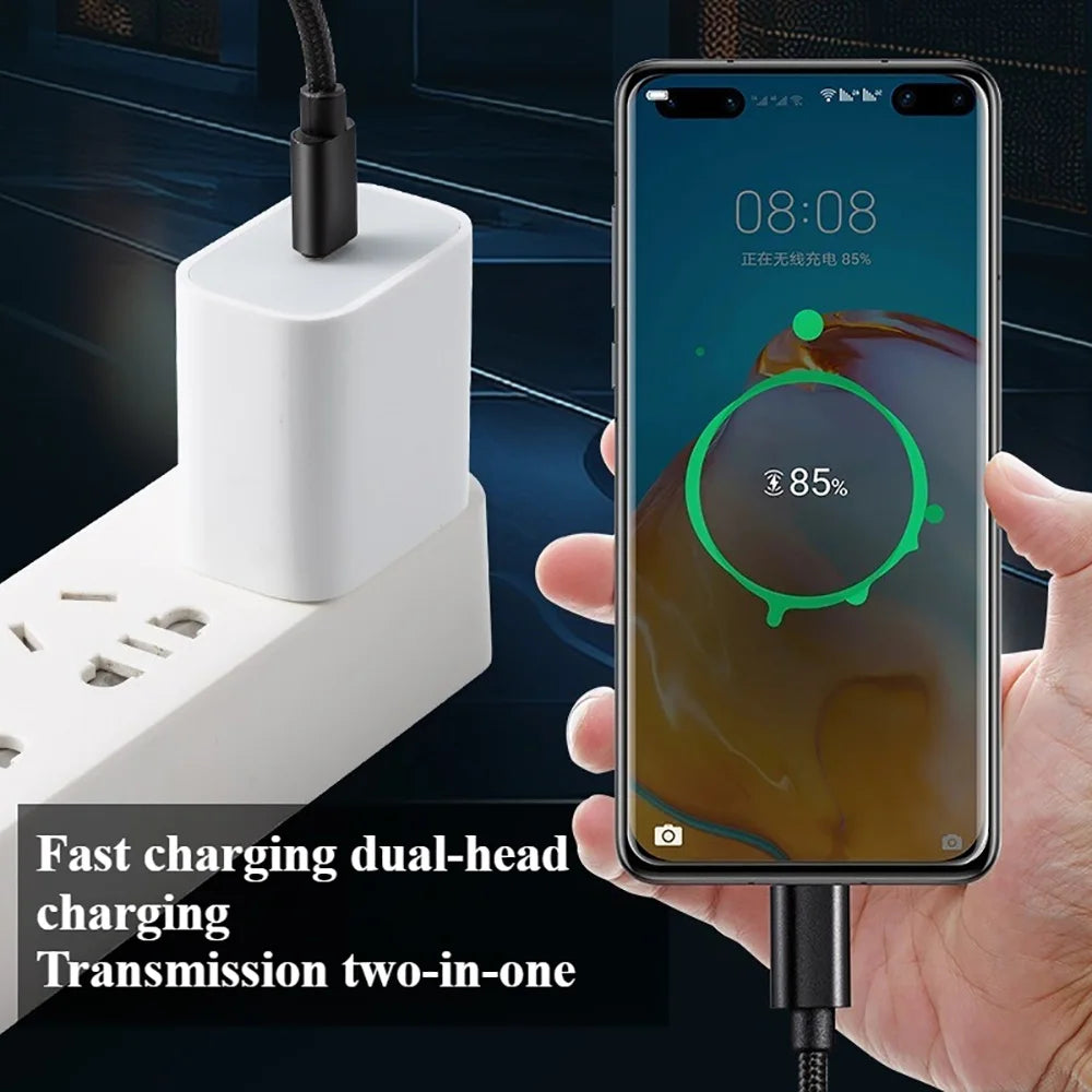 Cabo USB-C para USB-C Trançado em Nylon 66W - Carregamento Rápido