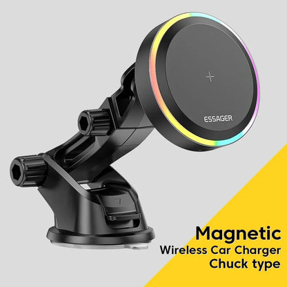 Suporte Magnético para Celular Essager RGB com Carregador Sem Fio Qi 15W