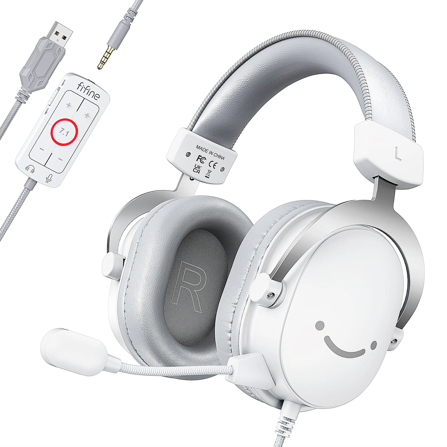 Fone de Ouvido Gamer FIFINE USB com Som Surround 7.1 e Microfone