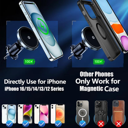 Carregador Magnético Sem Fio UYUXIO 15W para Carro - Suporte de Ventilação para iPhone