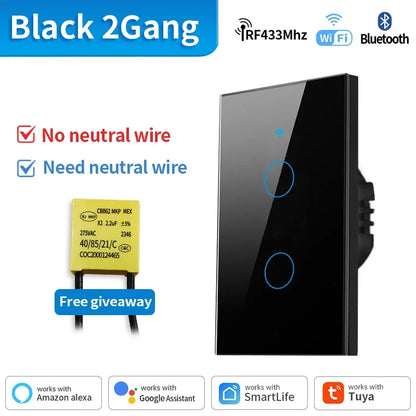 Interruptor Inteligente TNCE Tuya WiFi+Bluetooth/Zigbee - Sem Fio Neutro