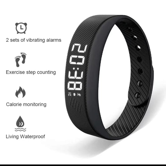 Pulseira Inteligente LED Digital à Prova D'Água com Monitor de Corrida e Alarme Vibratório