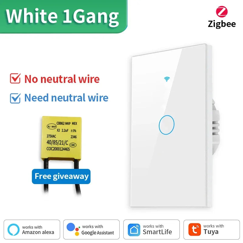 Interruptor Inteligente TNCE Tuya WiFi+Bluetooth/Zigbee - Sem Fio Neutro
