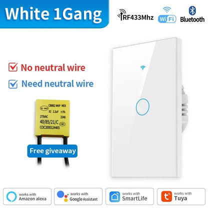 Interruptor Inteligente TNCE Tuya WiFi+Bluetooth/Zigbee - Sem Fio Neutro