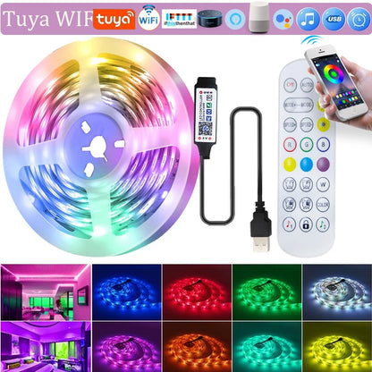 Fita de LED Tuya WiFi RGB 5050 - Iluminação Inteligente para Ambientes