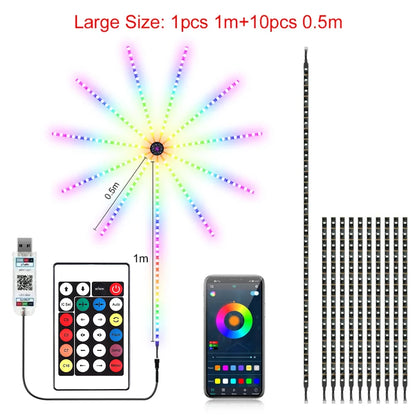 Fita de Luz LED RGBIC Firework com Controle por APP Bluetooth - Iluminação Neon para Decoração de Quarto