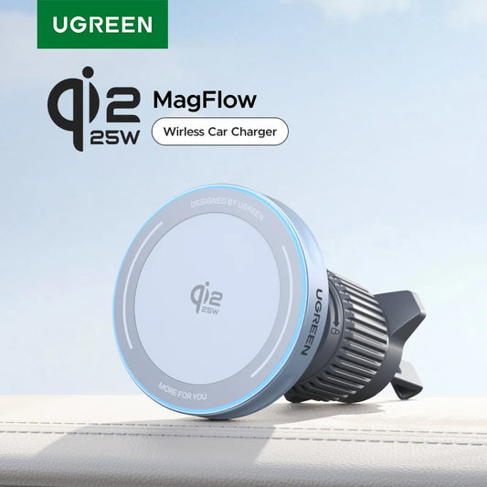 Suporte Magnético para Carro com Carregador Sem Fio UGREEN Qi 25W - Ideal para iPhone 17 e 16 Pro Max